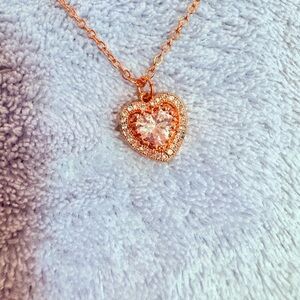 Rose gold Heart‎ Shaped Necklace With Cz Stones